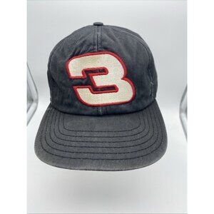 Dale Earnhardt Black 3 Car Hat Cap Adjustable Snap-back Nascar Image USA Made